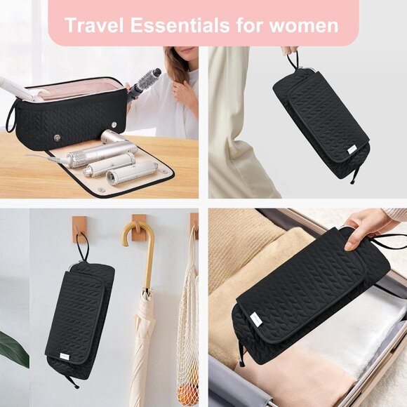 Travel Hair Tool Organizer Bag Heat Resistant Mat for Straighteners Curling Iron - Picture 7 of 7